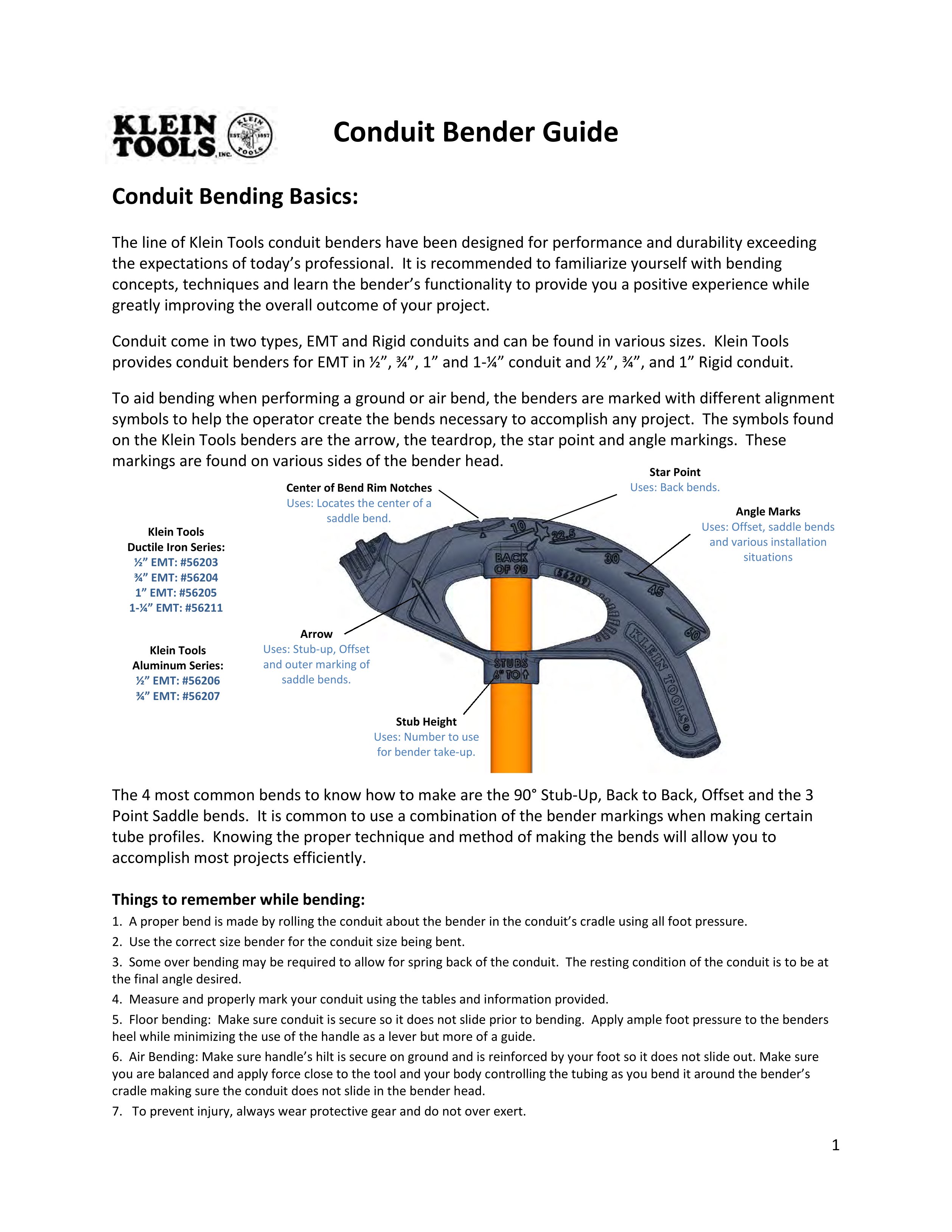 Conduit Bender Guide Klein Tools